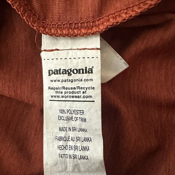 Patagonia Men's Small Orange Red Capilene S/S Guitar Graphic Live Simply T-Shirt - Picture 6 of 7
